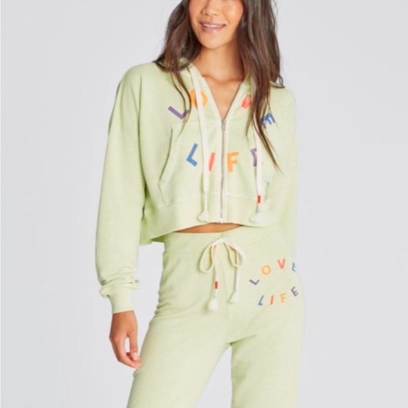 Wildfox Couture Love Life Pastel Green Hoodie and Jogger Set - Picture 1 of 4